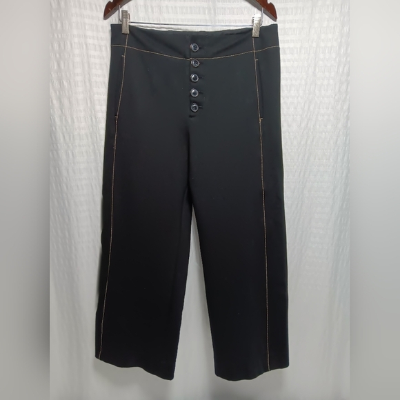 Anthropologie Contrast Stitch CroppedWide Leg pants Ladies size 10 - Picture 1 of 8